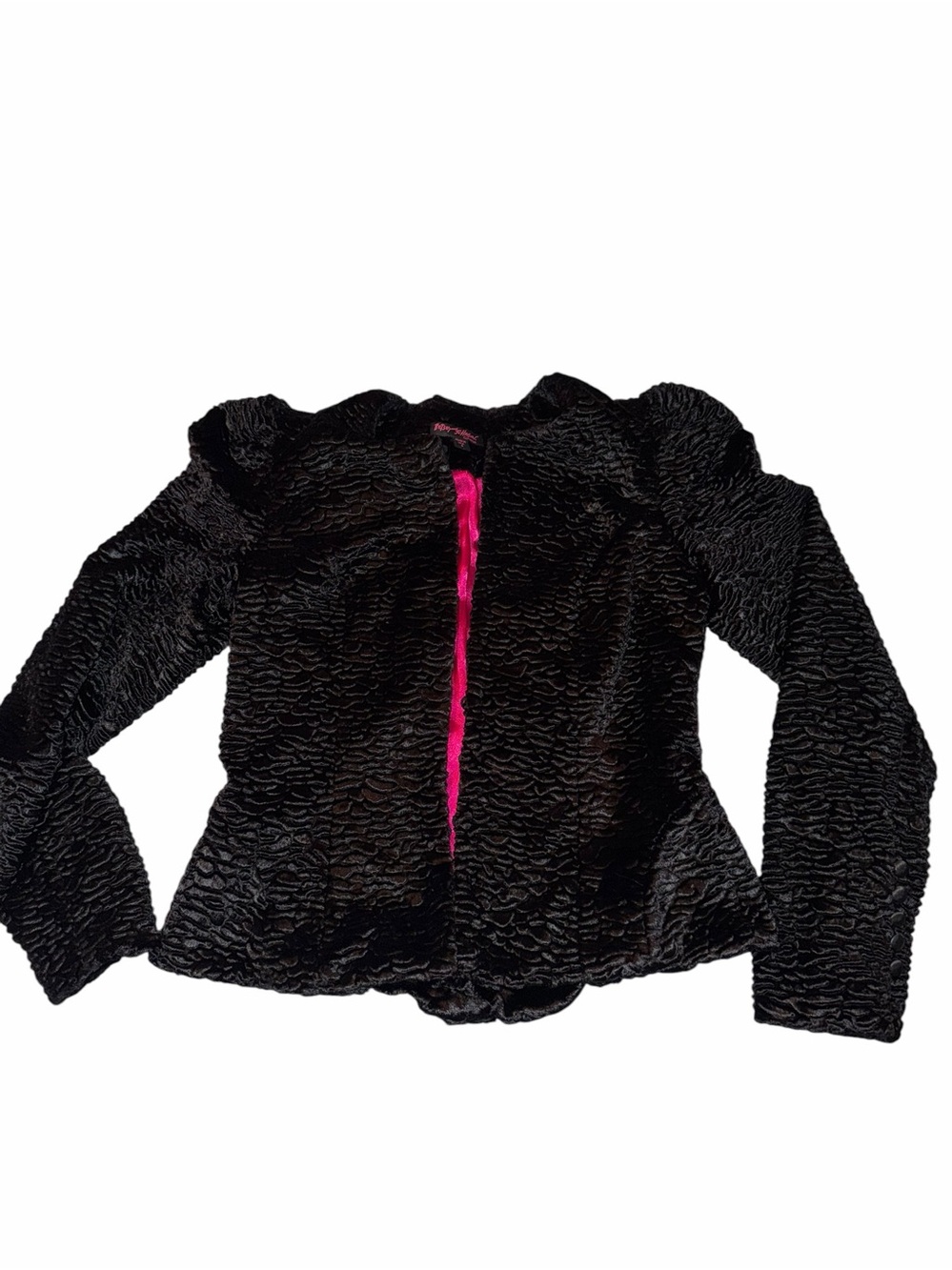 Vintage Betsy Johnson collections Black Jacket Hot Pink Lining